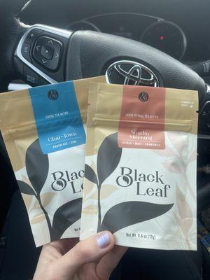 The two packets of loose leaf tea my partner picked