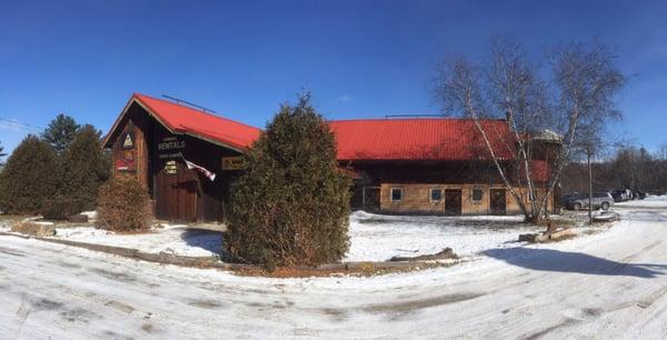 Rustic old barn decor, clear blue sky, sub-zero temperatures