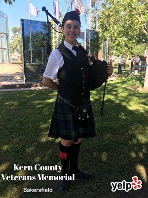 Bagpiper at the PTSD Awareness Vigil