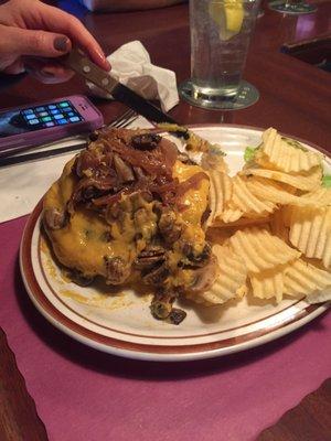 Smothered cheddar burger