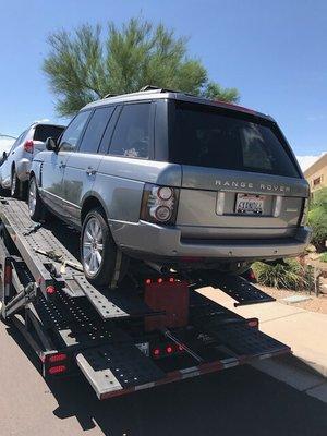 Range Rover purchased from Velocity Motorsports being delivered