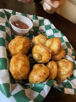 Scrumptious batter-dipped fresh fried mushrooms