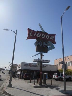 Front with a great neon sign.