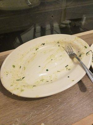 My end plate of the spinach gnocchi with Alfredo and extra sauteed spinach