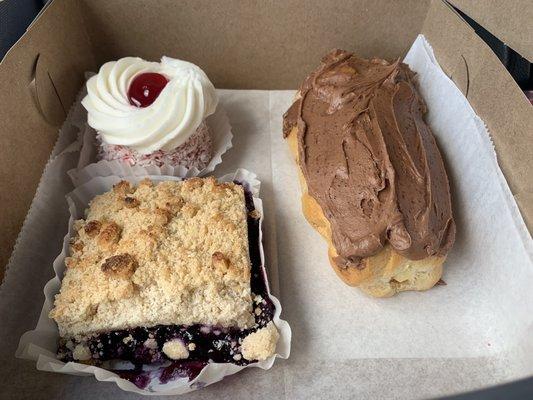 Eclair, Blueberry Squares, Lafayette