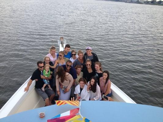 A generational gathering at the bow of Mariner.  Have the Crew take your picture from the wheel house.