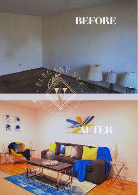 Home transformation was staged by Elegant Vee's Home Staging Company and under contract within 2 weeks of listing the property.