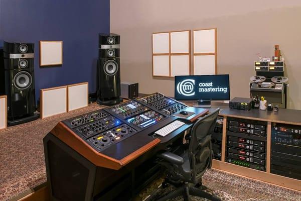 Designed and tuned by Bob Hodas, the critical listening rooms at Coast Mastering are designed for the highest quality mastering.