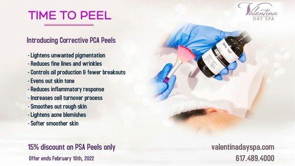 First deal of 2022! 
 ..
 Winter is the perfect time for chemical peels! 
 Call or book online before this special ends on February 10th.