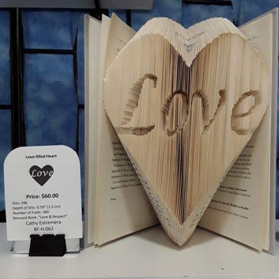 Love-filled Heart Book Art designed and folded by Cathy Estremera