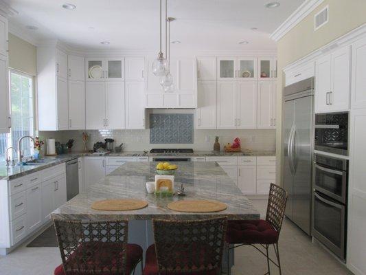 We are so happy with our new kitchen.  Cal Custom tore out our old kitchen and built this one entirely new and to our exact specifications.