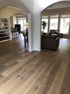 Engineered hardwood install in Spicewood, TX.