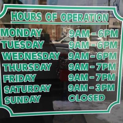 hours of operation