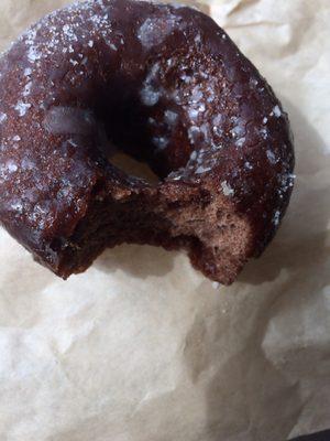 Squishy and sweet, chocolate donut was great.