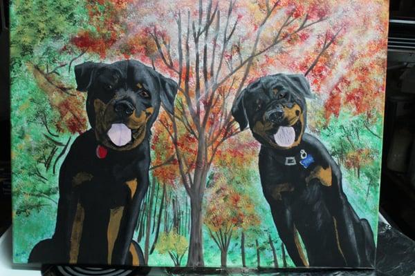 Rottweilers on Artist Canvas