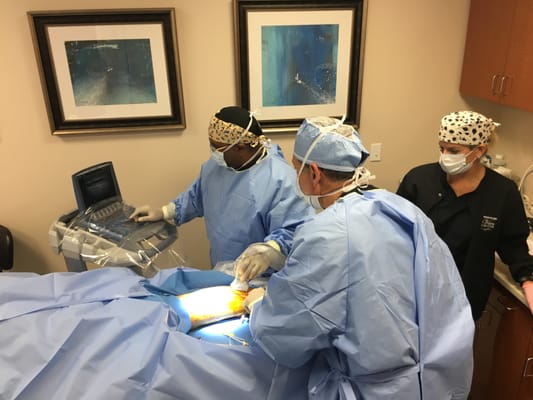 A patient undergoing a vein procedure at the center. Procedures take about 45 mins and patients may return to work the next day.