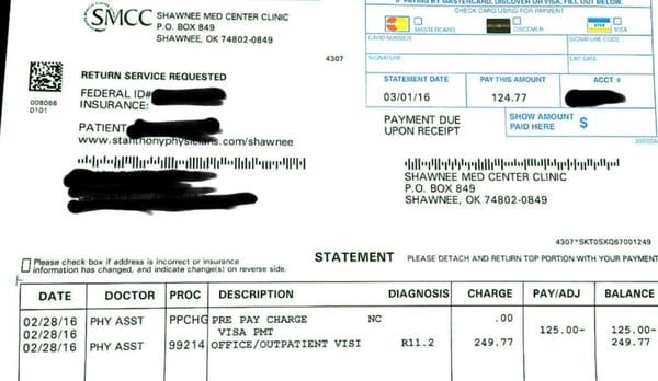 Urgent Care is supposed to be $125 without insurance (no labs, no xrays). Be prepared to pay an additional $124.77.