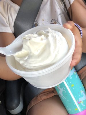 Kids soft serve vanilla in a cup