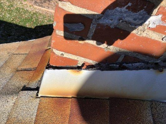 This chimneys flashing was not properly attached and had water coming in and the home owner was unaware.