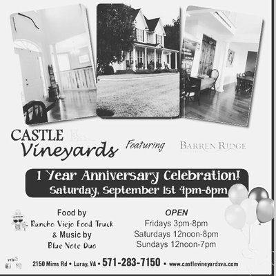 If you're in the area Sept 1, 2018!! Music, food and wine!