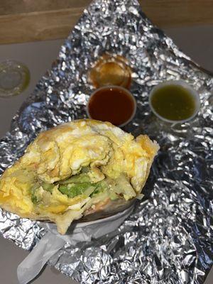 Breakfast burrito (so much egg) so flavorful and filling. It's HUGE