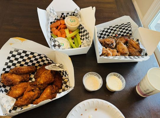 Best wings, Hot Buffalo and Garlic Parm