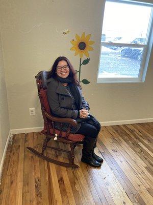 Enjoying rocking chair  in new nursery!