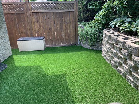 New turf installed in backyard