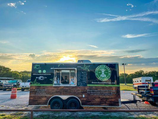 Green Arrow Coffee Trailer at Poultry Trades Day in Waxahachie.