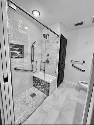 Tub/shower combo converted to walk in shower.