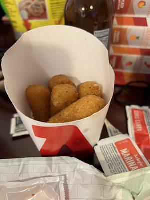 Mozzarella sticks were also cold.