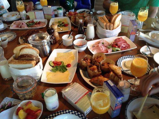 A typical Dutch breakfast on the Country of Tulips Tour.