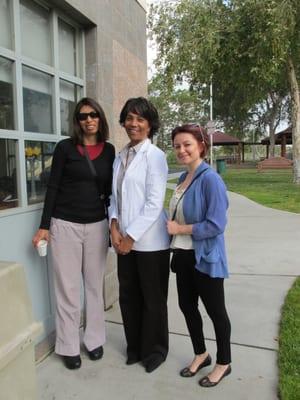 Three beauty and happy volunteers of NORD at Senior Health Event, in Las Palmas Park