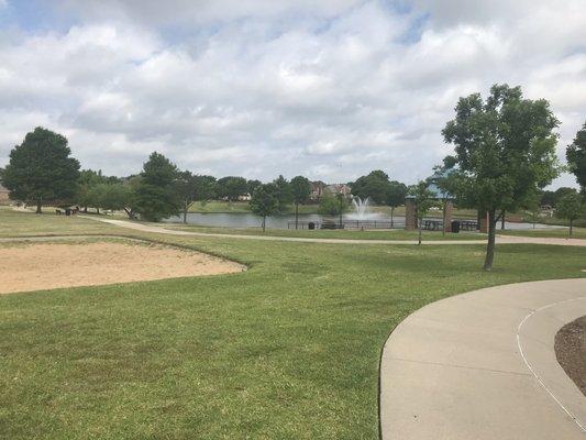 Pond and pavilion near water