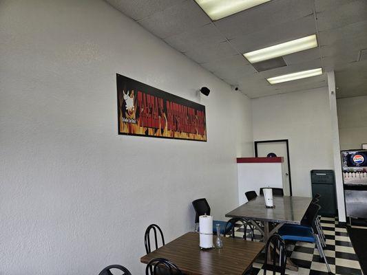 Logo in dining area