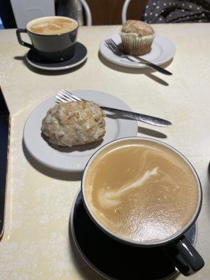 Lavender lattes + coconut lime scone + lemon poppyseed muffin