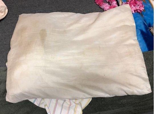 One of our pillows.  We did not use any of the bedding due to the condition of the items.