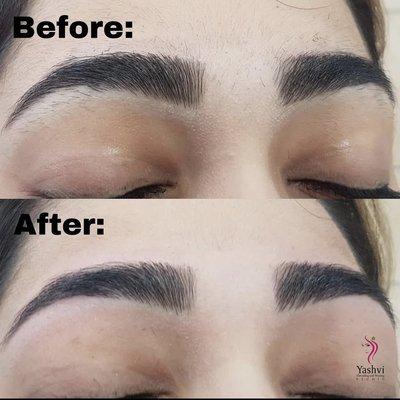 Eyebrows before and after