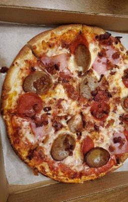 Small meat lovers pizza