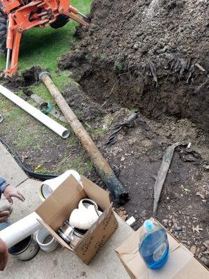 The cast iron pipe that needed to be replaced.