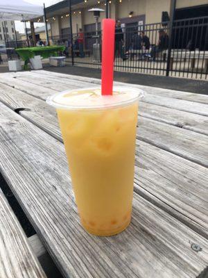 Made my own with mango + passionfruit tea and boba