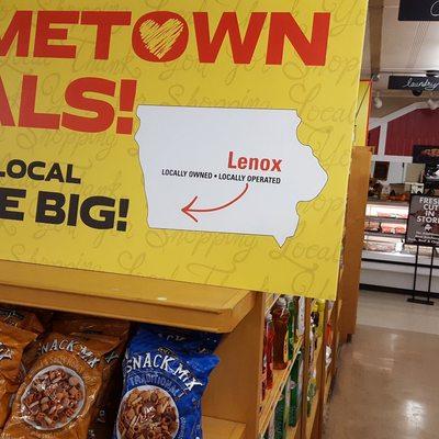 We are the grocery store and butcher shop for Lenox, IA.