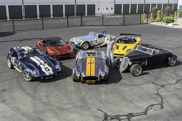 Factory Five President Dave Smith with the FFR line-up.