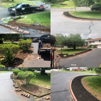 Before and after of a job I did remodeling the front landscaping.