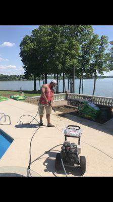 Pressure-washing, and other outdoor services.