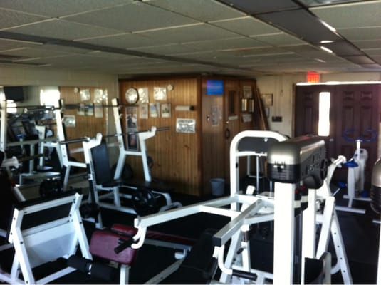 Small gym complete with TVs and sauna.