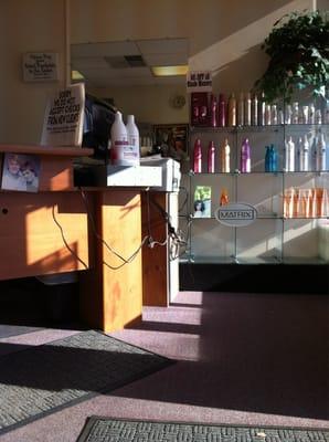 Front desk and product shelving