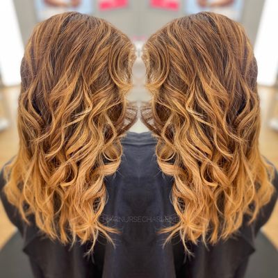 Blonde highlights balayage