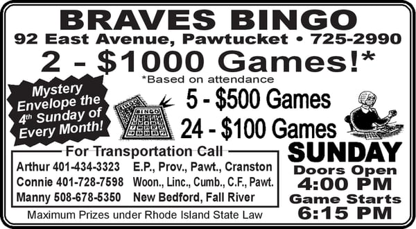 Darlington Braves Bingo