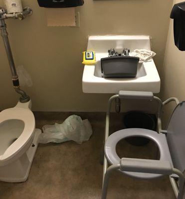 dirty diaper left on floor, piss bucket left in sink, wash clothes used to wipe someone's ass left on sink.